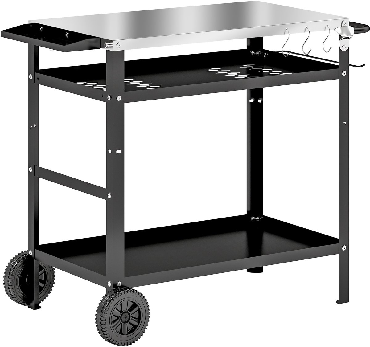 Outsunny-Grillwagen-Metall, Edelstahl-100L x 52B x 80H cm-Schwarz