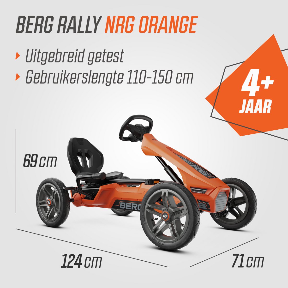 BERG Rally NRG Orange Skelter - 4+ Jaar - Verstelbare stoel - Oranje — afbeelding 6