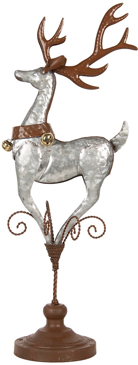 Decoratie Beeld Hert 24x24x68 cm Grijs Metaal