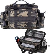 Sac à dos de rangement pour matériel de pêche, sac de rangement pour matériel de pêche, grand sac de rangement, poches latérales, organisateur de matériel de pêche, sacs fourre-tout pour accessoires de pêche, camping, chasse et outdoor