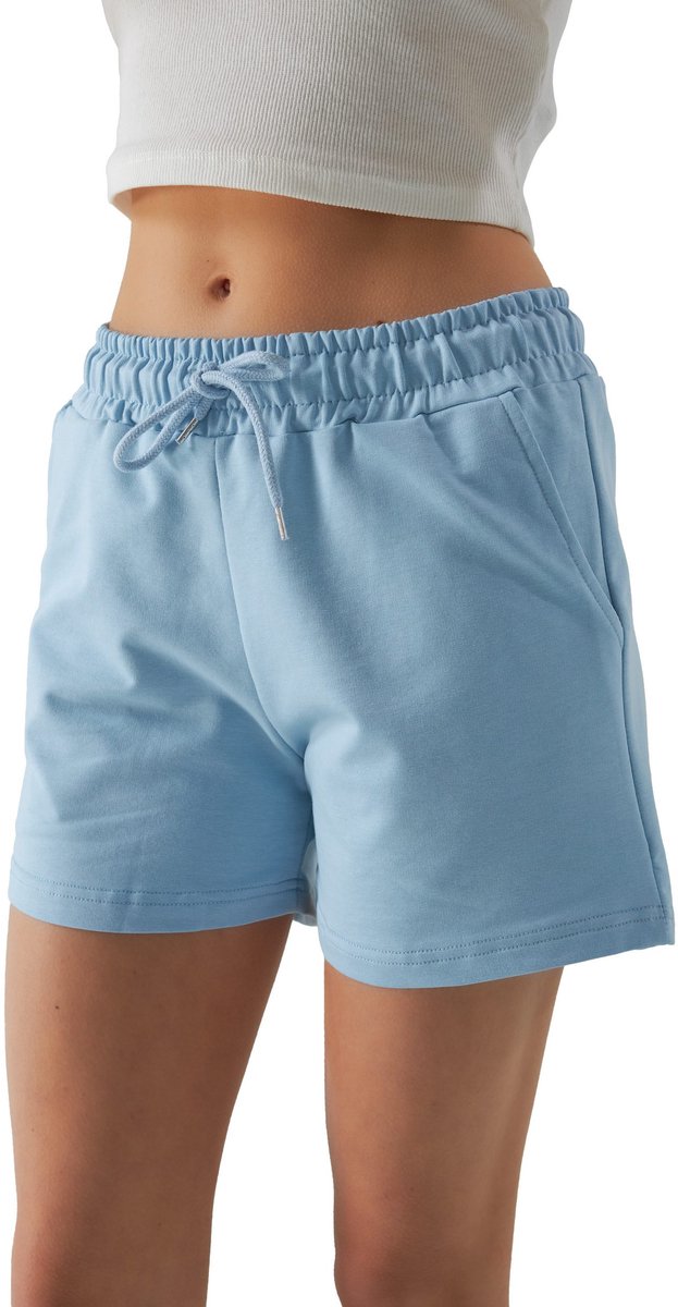 ROSS CAMP korte broek dames - comfortabele shorts dames - katoen sweat short - Lichtblauw XL