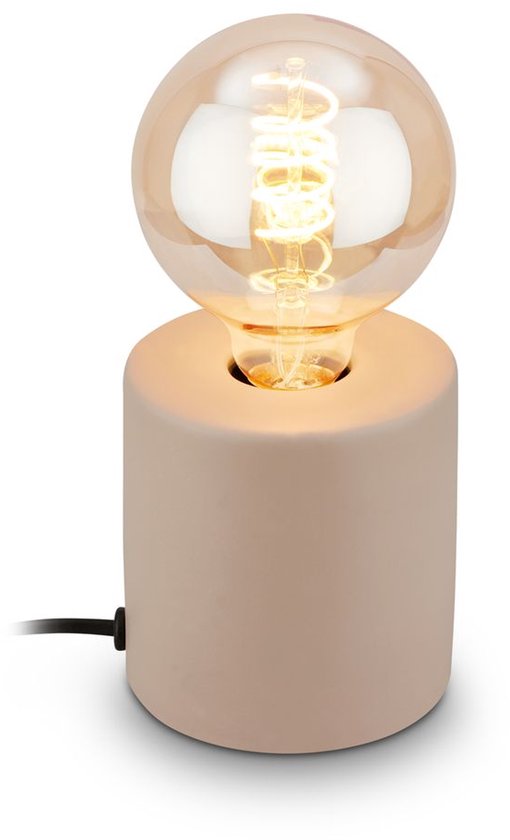 BRILONER Tubo – Tafellamp met keramiek – E27 Fitting – bedlamp met kabelschakelaar – beige – Ø10 x 10,3 cm