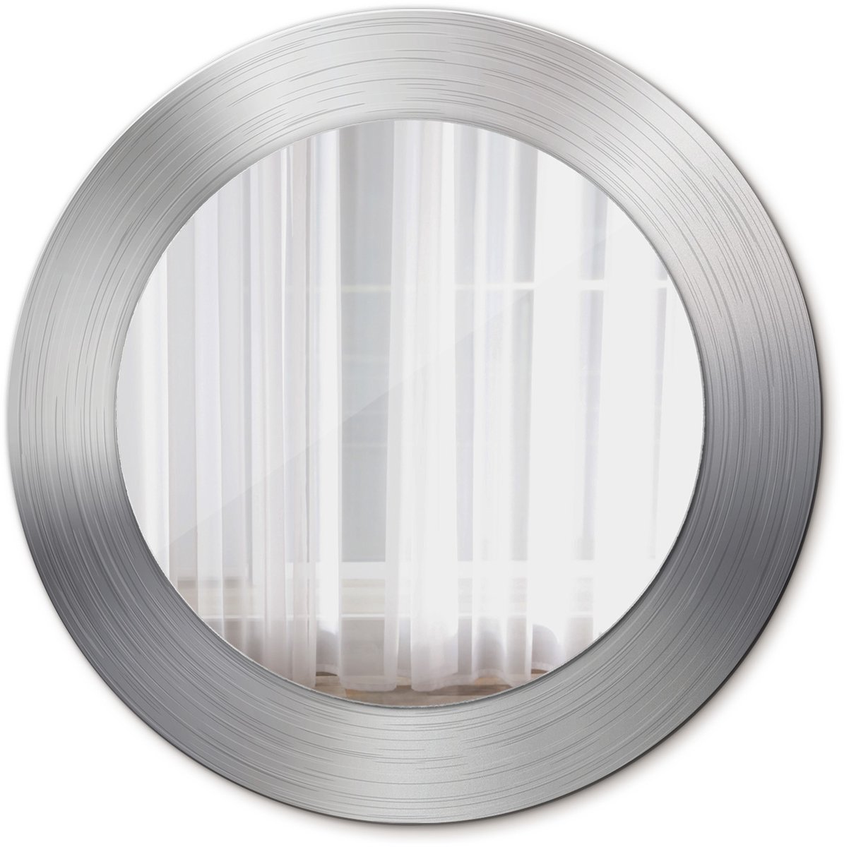 Tulup Spiegel - Ronde Spiegel - Spiegel op gehard Glas - Metaalimitatie - Diameter: 50 cm - Zilveren - Woonkamerspiegel - Inloopkastspiegel - Hal - Decoratieve spiegel met patroon - Design Spiegel - Minimalistische Spiegel - Hangspiegel