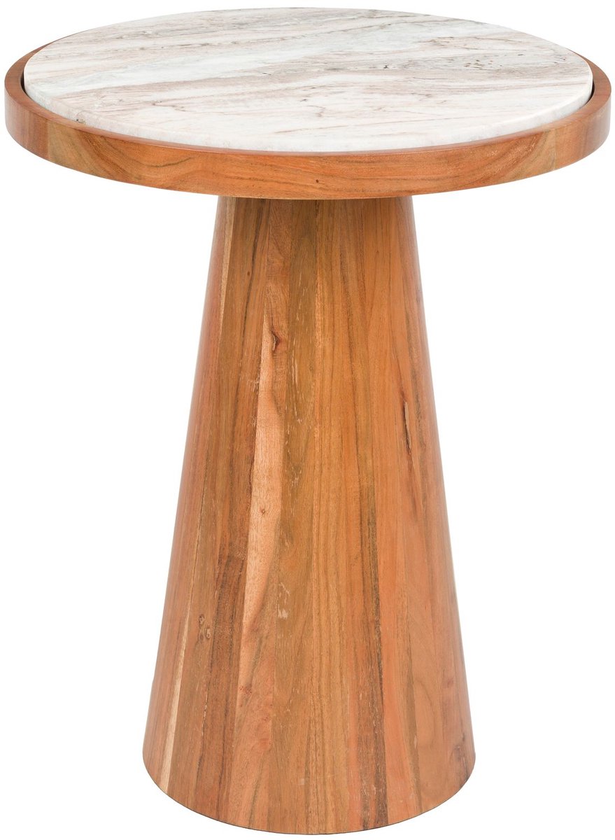 Housecraft Living Mees Bijzettafel Rond 40 cm Marmer/ Hout - Bruin