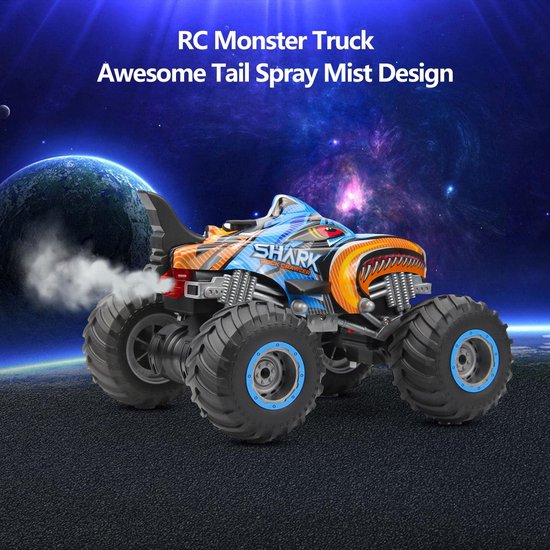 Bestuurbare Auto - RC Stunt Auto met Rook, Licht & Geluid - 4WD Monstertruck 360° Drift - Met Handgebaren Besturing - 20 km/u - 1:16 - Blauw van Merkloos — afbeelding 3