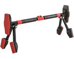 Premium Pull Up Bar - Pull Up Station - Optrekstang Deur - Verstelbaar 80-110 cm - 225kg Draagkracht - Waterpas - Thuis Sporten - Fitness Krachttraining - Home workout - Zwart/Rood