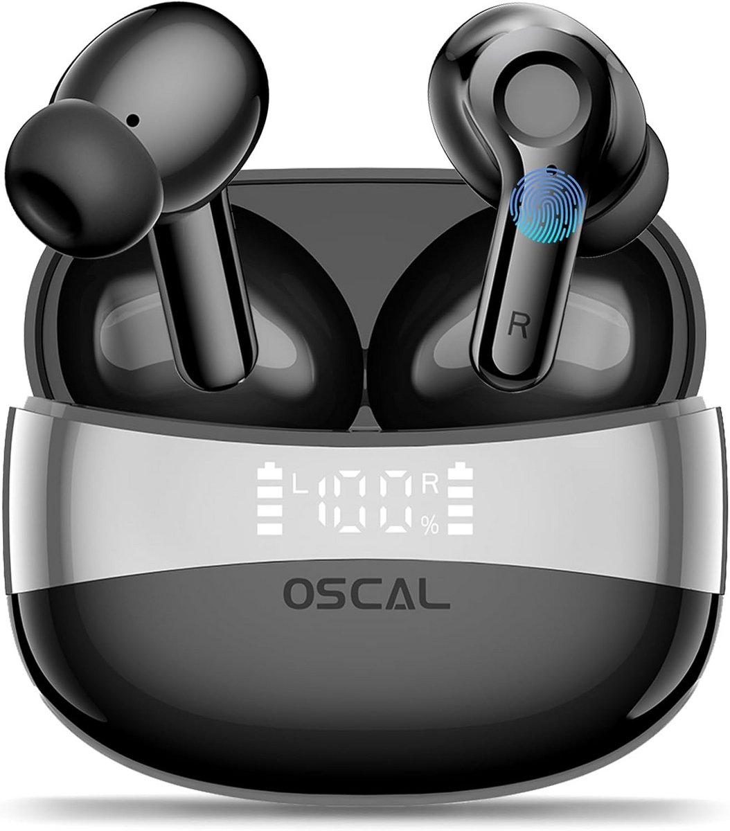 OSCAL HiBuds 6 - Draadloze ANC-oordopjes met Bluetooth 5.4, 40 uur speelduur en IPX7 waterbestendig