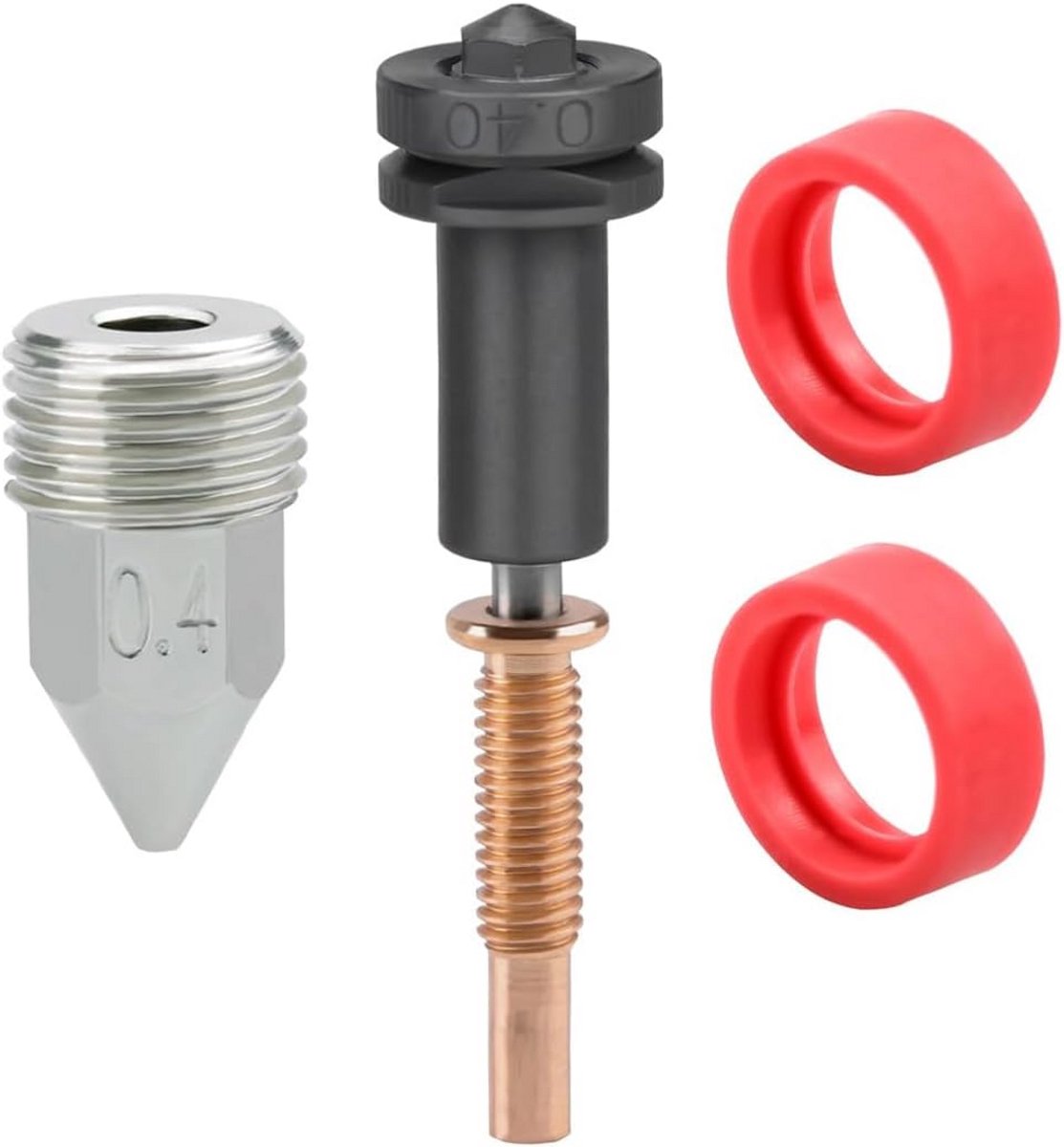 0.4mm Hardox-stalen Nozzle voor 3D-printer met Snelwisselsysteem - 320°C Max, Geschikt voor PLA, ABS, Nylon, PC, CF-PETG