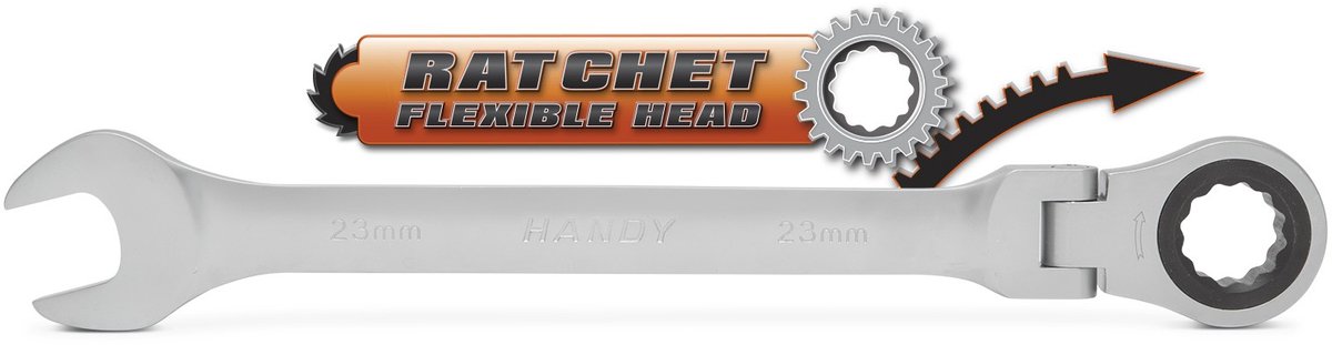 Ratel Steeksleutel 23 mm – Flexibele Draaibare Kop – Chroom-Vanadium Staal – Duurzame Heavy-Duty Sleutel Met Corrosiebescherming – Ideaal Voor Montage, Reparatie, Onderhoud En Doe-Het-Zelf Werkzaamheden [10872-23]