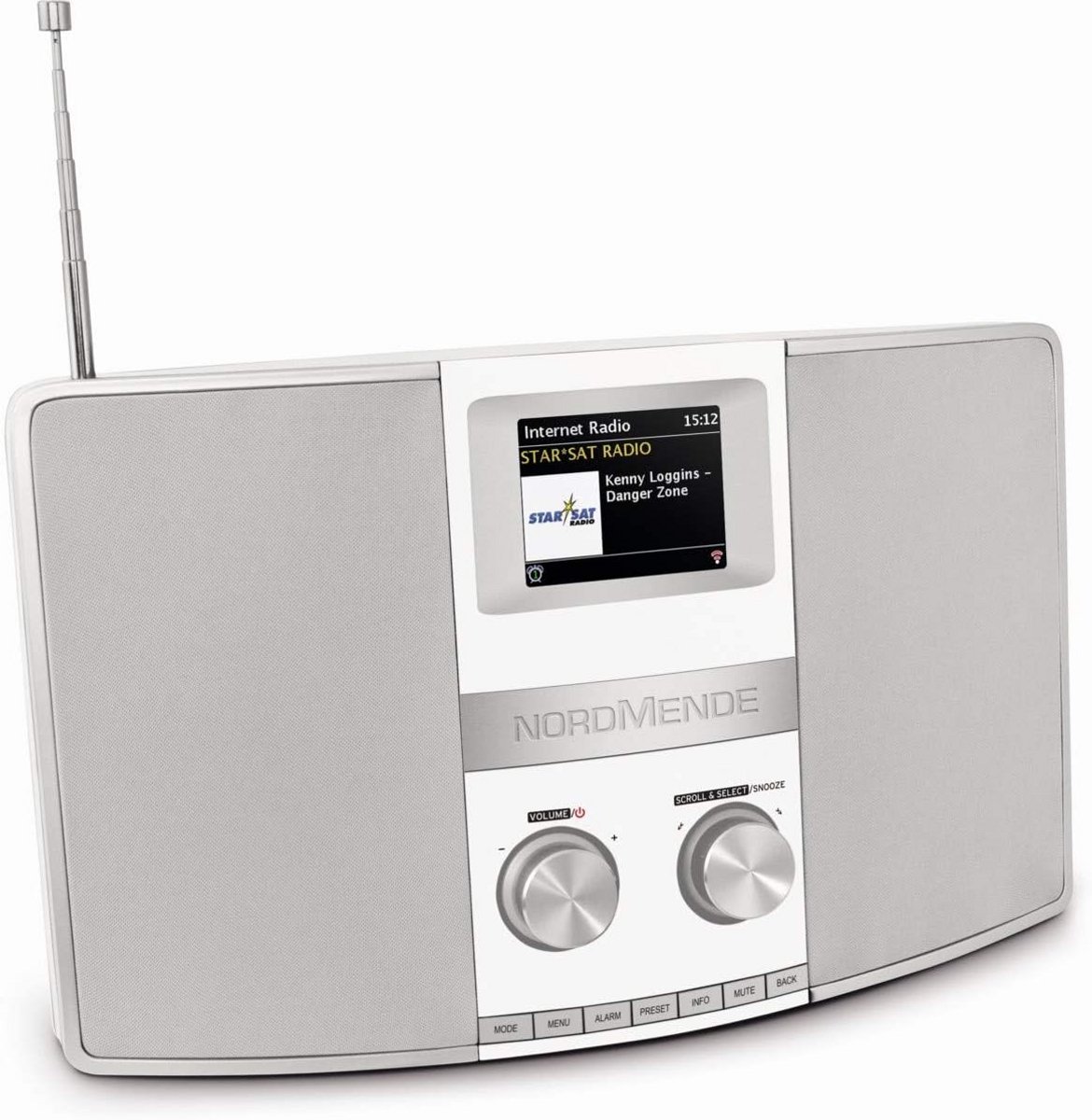 Internetradio met DAB+ en FM, WLAN, Spotify Connect, Bluetooth, NFC, Kleurendisplay, Wekker, Headphone Jack, 2 x 10 Watt, AUX-In - Wit