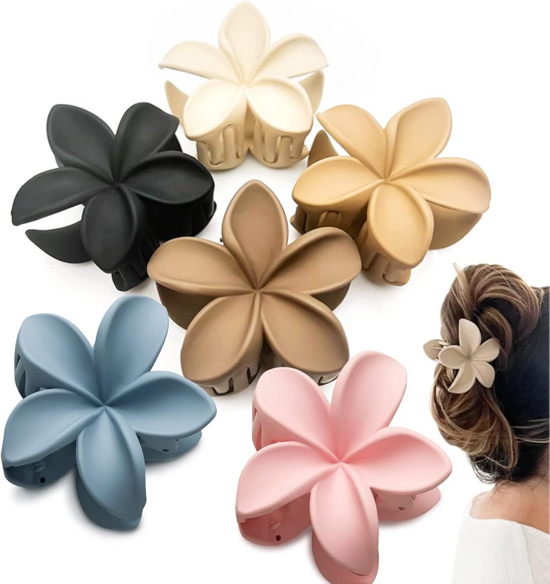 6 Stuks Bloem Haar Klauw Clips - Antislip Matte Haaraccessoires voor Alle Haartypes