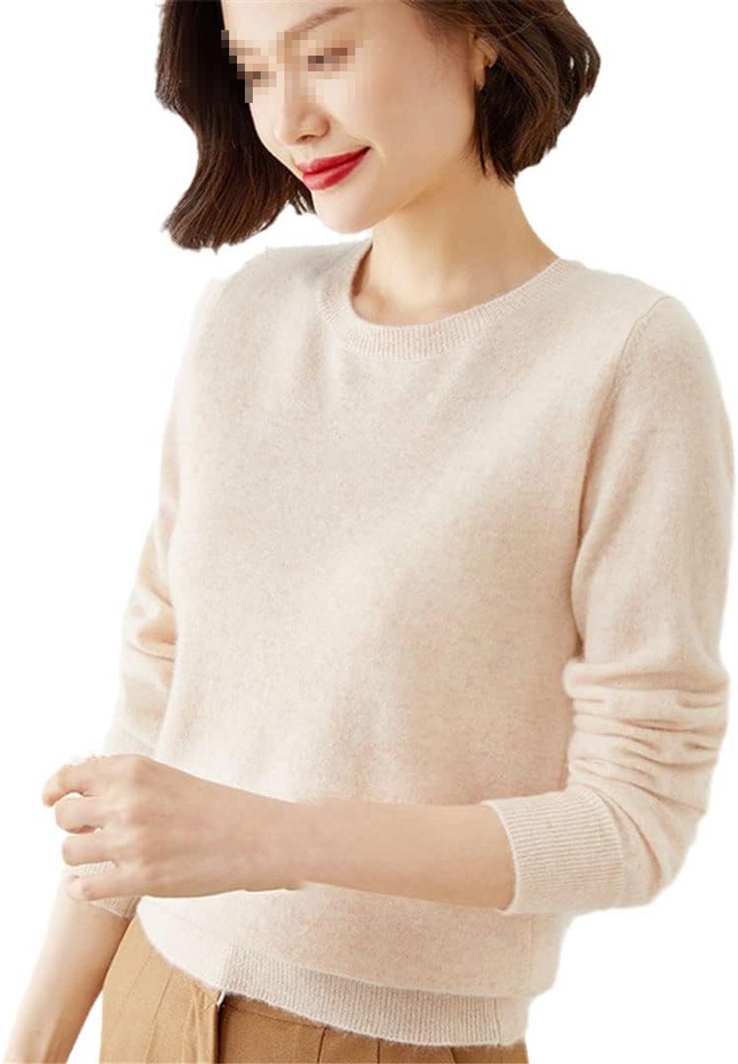 Dames Trui O-Hals Katoen Effen Casual Slanke Lange Mouwen