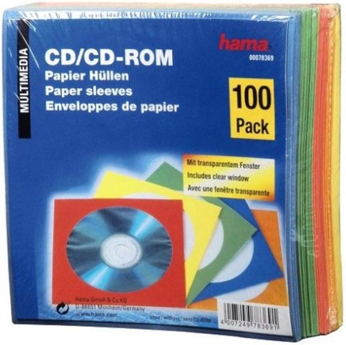 Papieren lege hoesjes 100 stuks - Kleurrijk gesorteerd voor CD/DVD
