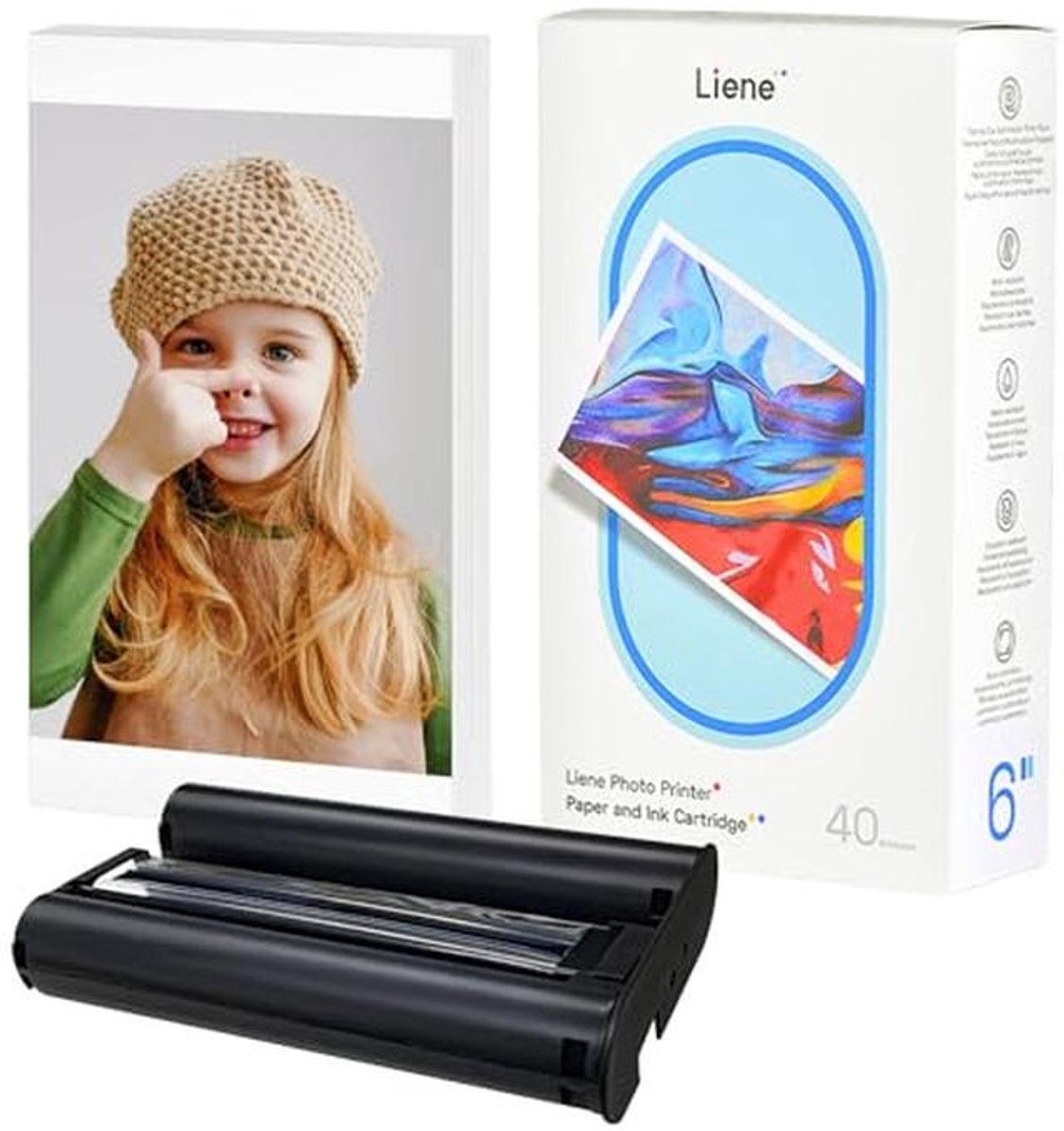 40 fotopapieren en 1 inktcartridge voor fotoprinter - formaat 100 x 148 mm, driekleurig voor thermische printtechniek
