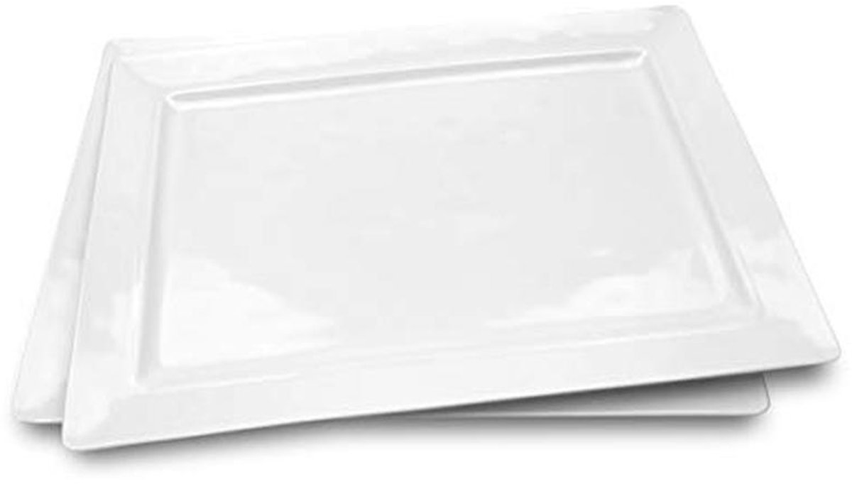 Rechthoekig Melamine Serveerschaal - Wit, Barst- en Schokbestendig, Vaatwasmachinebestendig, BPA-vrij