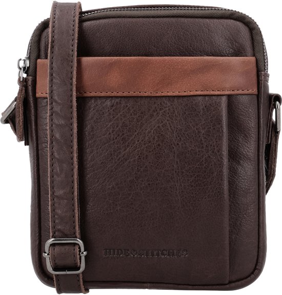 Hide & Stitches Donau Sac à bandoulière - Crossbody - Hommes - Cuir - 100% Cuir - Marron foncé.