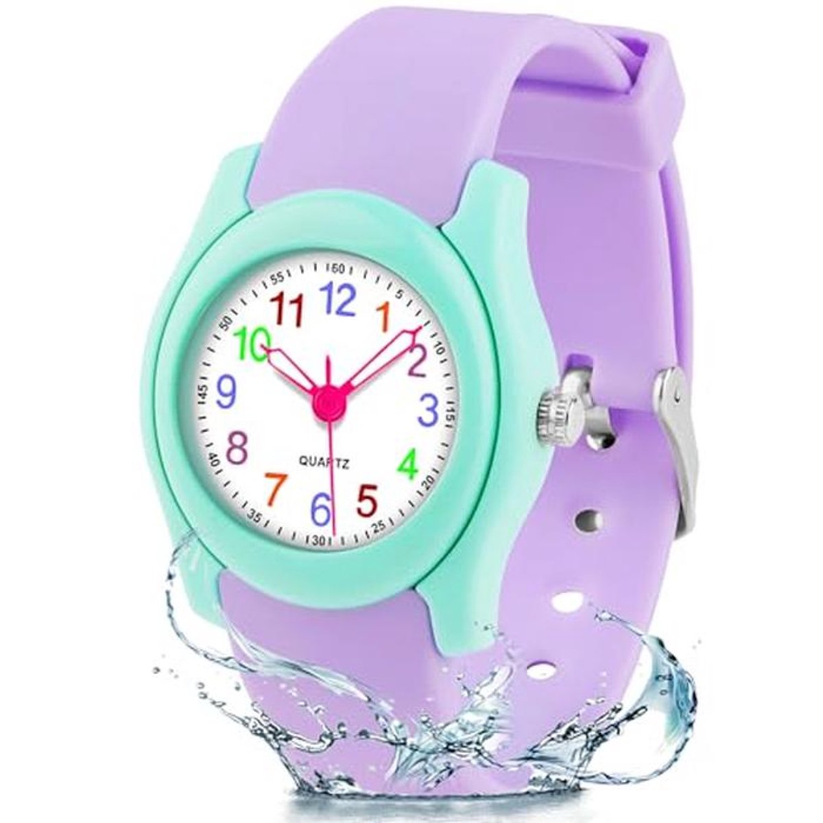 Waterdicht kinderhorloge voor jongens en meisjes, eenvoudig te lezen met zachte riem