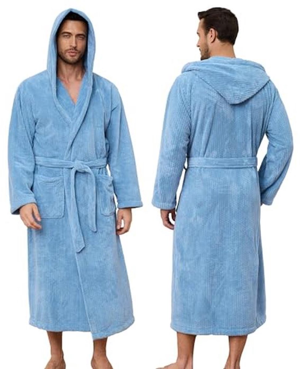 Zachte lange heren badjas met capuchon - super absorberend en sneldrogend