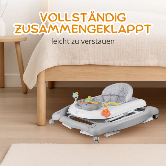 BRONEA® 5-in-1 Loopstoeltje voor baby's - Babywalker met schommelfunctie, muziek & licht - Afneembaar speelpaneel - Loopstoel in hoogte verstelbaar & inklapbaar van BRONEA — afbeelding 4
