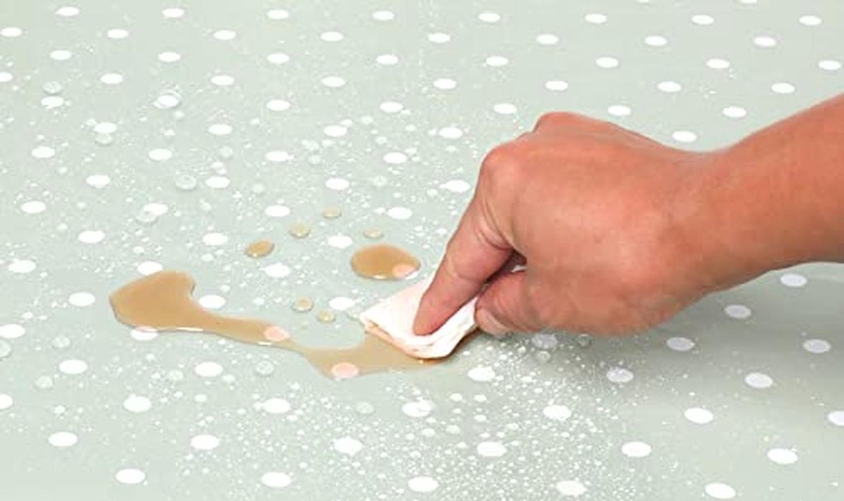 Rechthoekig PVC Tafelzeil 140cm x 240cm - Polka Dot Salie Groen