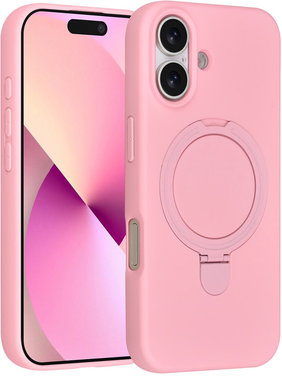 TUNIQ telefoonhoesje voor Apple iPhone 16 - MagSafe met ringstand en koord - Roze