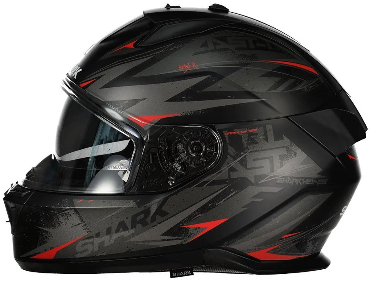 Shark D-SKWAL 3 Blast-R Mat Zwart Antraciet Rood - Maat S - Integraal helm - Scooter helm - Motorhelm - Zwart - Scooterhelmen mannen en vrouwen. – foto 2