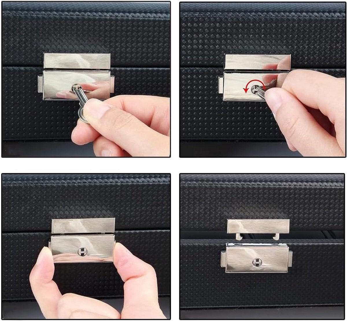 Horlogedoos met Transparant Glazen Deksel en 3 Vakjes voor Heren en Dames