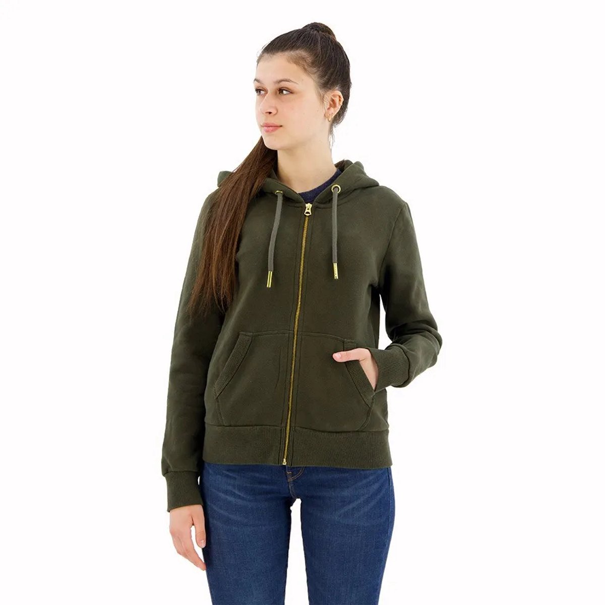 Superdry Tattoo hoodie met rits en stras Dames Hoodies Khaki