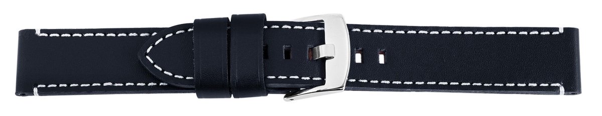 Steinmeister Steinmeister heren vervangende armband LB0039 Horlogeband van echt leer, donkerblauw, witte stiksels, 18 mm - 24