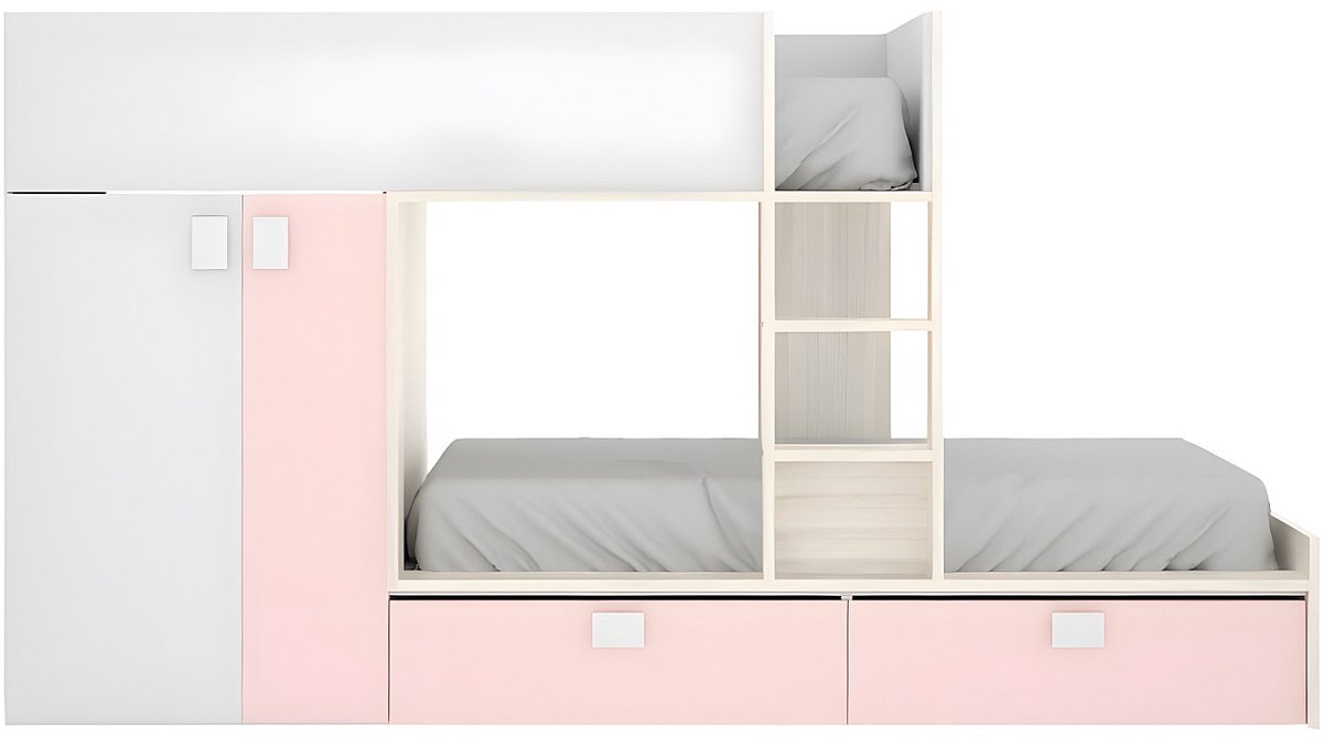 Vente-unique Stapelbed hout poederroze, wit 90 x 190 cm