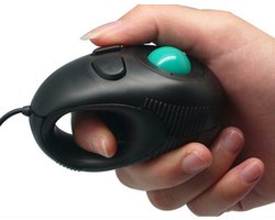 Ergonomische bedrade USB-muis met mini-trackball, zwart, nauwkeurig scrollen, geschikt voor laptops en desktops, comfortabel ontwerp voor zowel links- als rechtshandigen.
