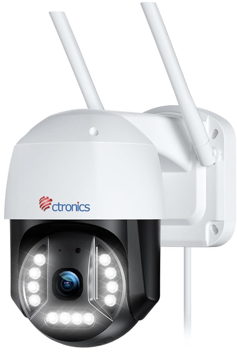 Ctronics 4K 8MP Beveiligingscamera Buiten - Smart Mens/Auto Detectie - Autotracking - Buiten Camera met Nachtzicht Kleuren - Tweeweg Audio - IP66 Waterdicht (Wit)