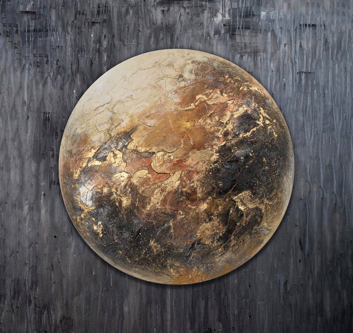YS Canvas schilderij 90x90 cm handgeschilderd Venus elegant klassiek – YS-Art Gallery – Elegante wanddecoratie voor woonkamer – Modern schilderij voor slaapkamer en hal Round