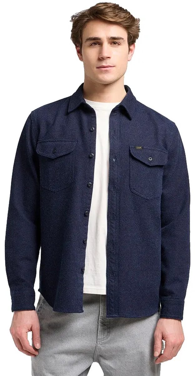 Lee 112370567 Relaxed Fit Overhemd Met Lange Mouwen XL Man Indigo Jaspe