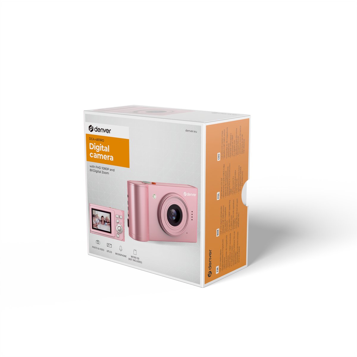 Digitale camera, 48 MP 1080p Full HD-camera, 32 GB TF-kaart, 3,0 inch scherm, draagbare compacte camera met 16x digitale zoom, 4K Ultra HD-video-opname, roze