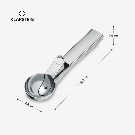 Klarstein FrostFusion ijsschep - roestvrij staal, handige ergonomische handgreep, kan gewoon in de vaatwasser, roestvrij, past bij Klarstein-ijsmachines, metalen schep van Klarstein — afbeelding 5