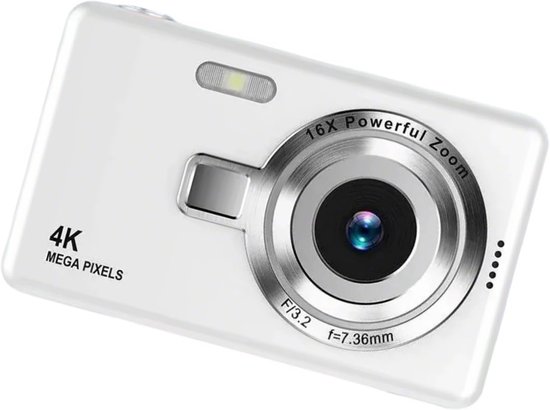 MUTRAIN X10 Digitale Pocketcamera – 48MP, 1080p Video, Slide-open Lens, Spiegel Voor Selfies – Wit – Met 32GB Geheugenkaart