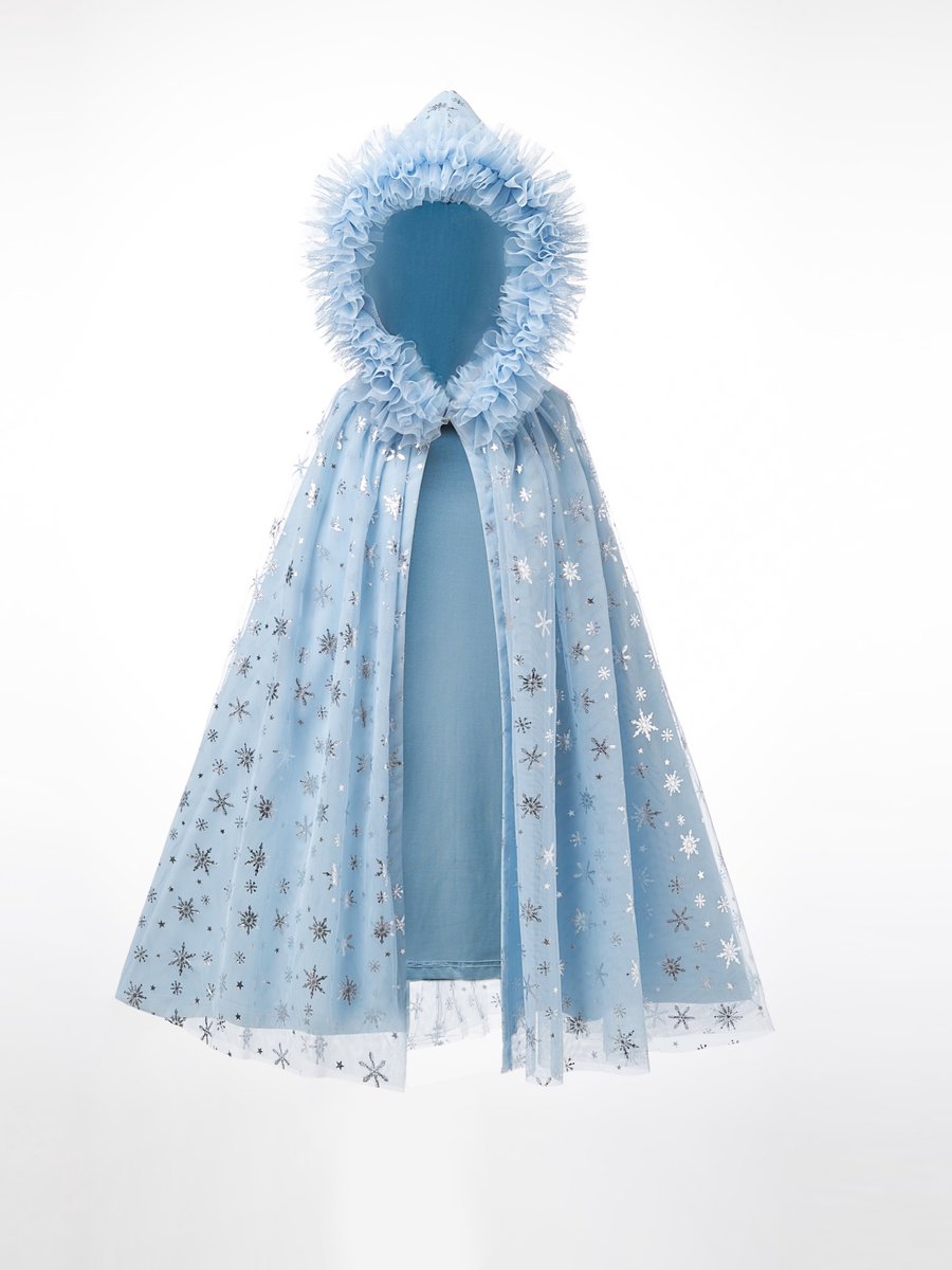Kraftverdia - Prinsessenjurk meisje - Blauw cape - Capejas voor meisjes - Carnavalskleding - Verkleedkleding kinderen - Verkleedjurk - Prinsessen speelgoed - Cadeau Meisje - Maat 130