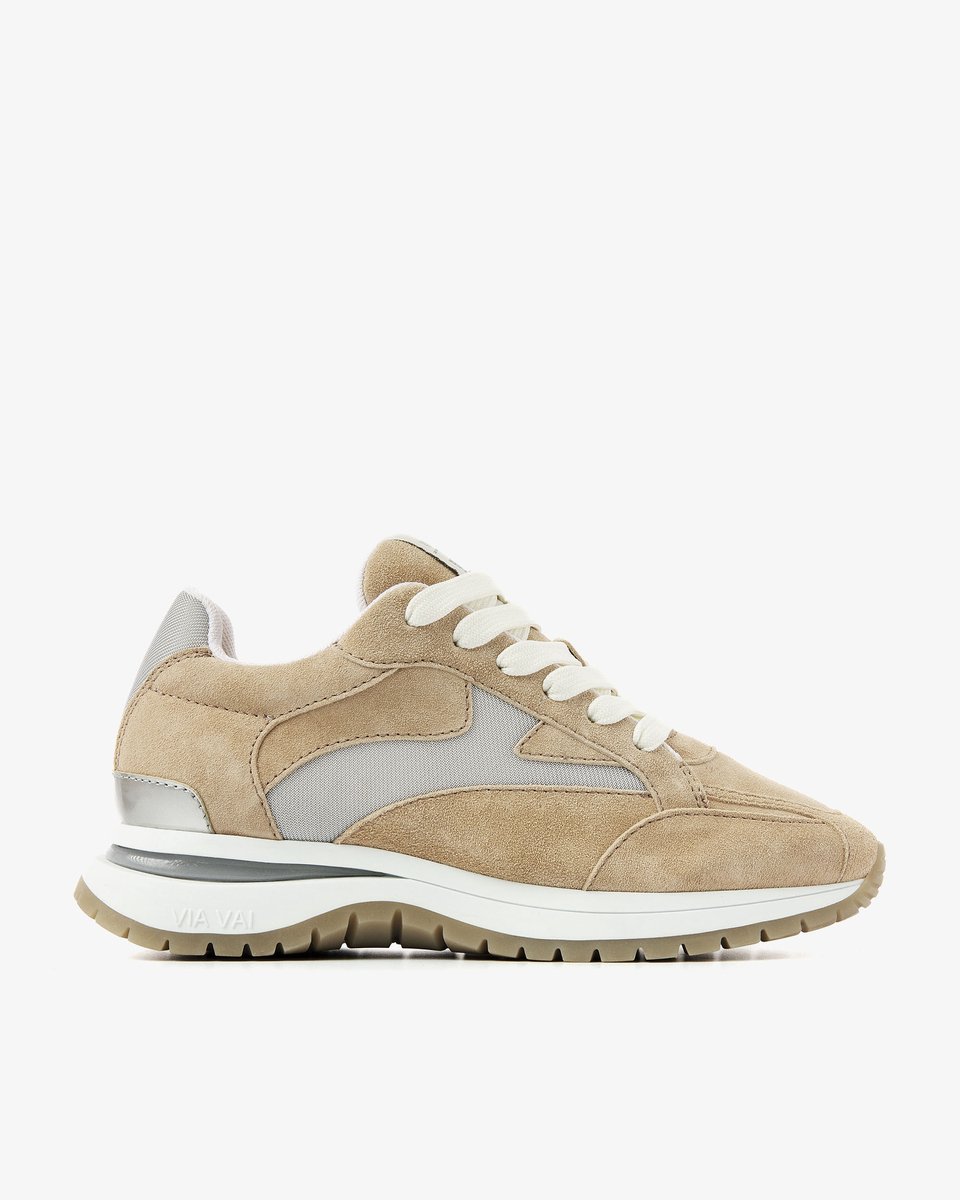 VIA VAI Usher Riggs Sneakers dames - Leer,Mesh,Su�de - Beige