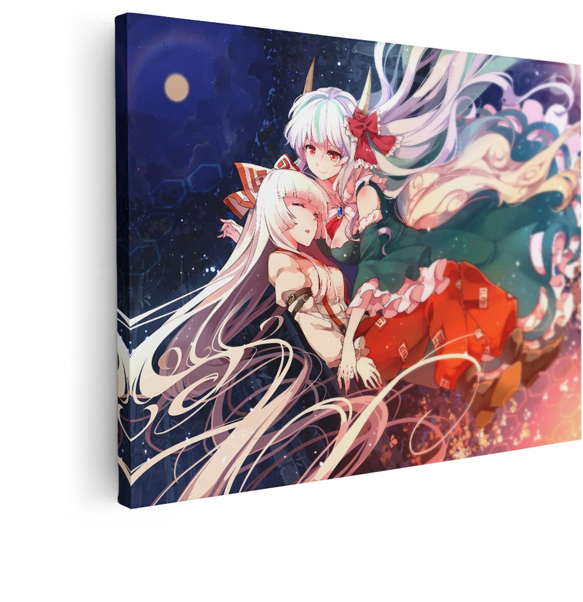 Artaza Canvas Schilderij Anime Meisjes - 120x90 cm - Wanddecoratie Fantasie - Muurdecorati
