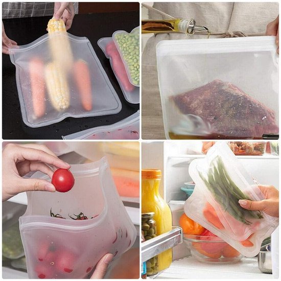 PEVA voedselbewaarzakjes - Maat S - 22*13,7 cm - 10 stuks - Broodzakjes - Snackzakjes voor in de koelkast - Mat transparante afsluitbare zakjes - Herbruikbaar - Verdikte voedselzakjes - Diepvrieszakjes - Voedselbewaarzakjes van Merkloos — afbeelding 3