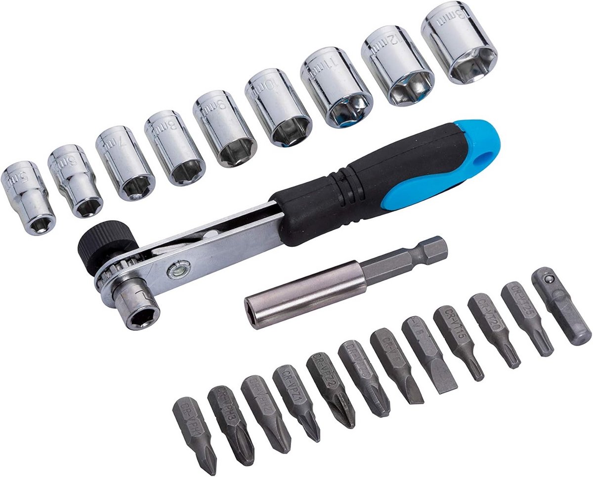 Offset Ratel Bit en Socket Set - 23 Onderdelen - Chrome Vanadium