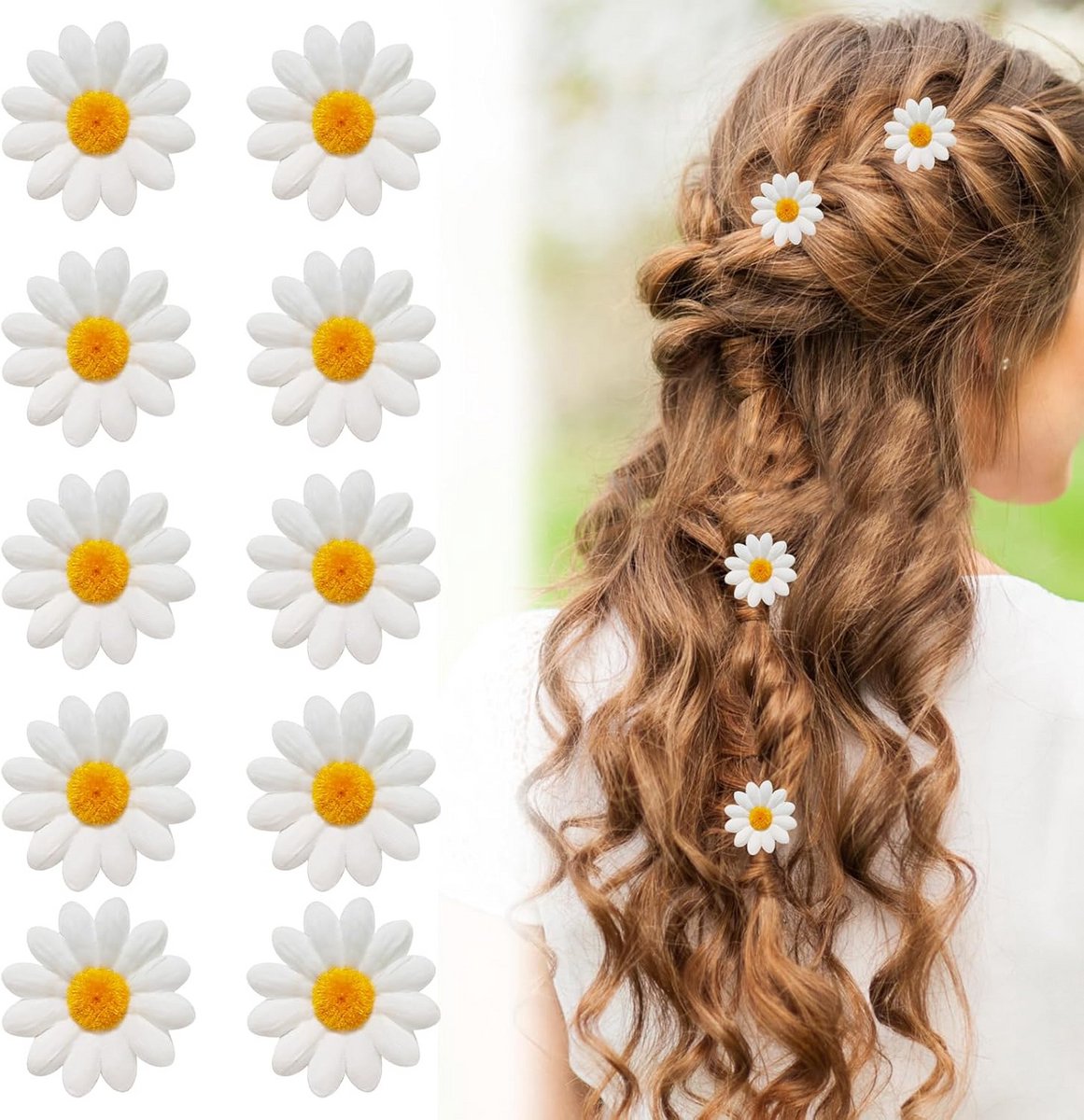 10x Madeliefjes Haarspelden Set - Bloemen Haarclips voor Vrouwen en Meisjes