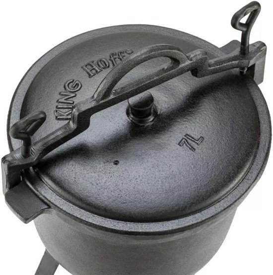 Gietijzeren Kazan Ketel (Jachtketel) - 7 Liter - Ideaal voor Kampvuur en Goulash — afbeelding 4