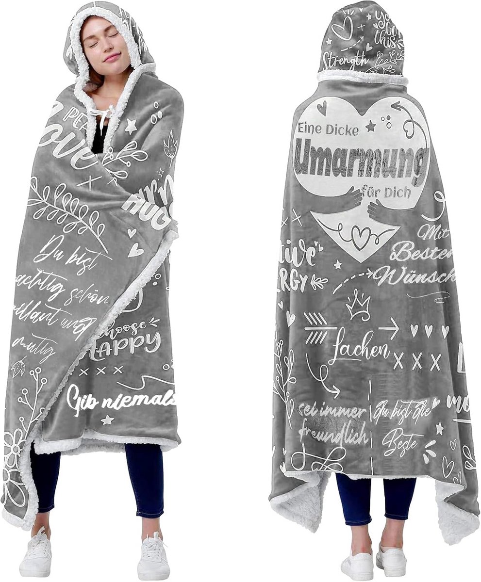 Luxe Omslagdeken met Mouwen voor Volwassenen - Warm en Comfortabel Draagkleed in Grijs (120x180 cm)