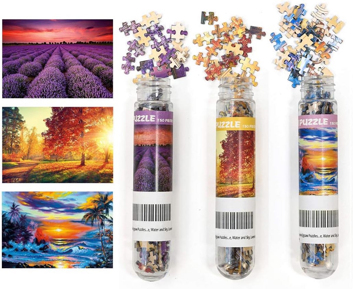 Set van 3 Mini Legpuzzels 150 Stuks Volwassenen - Kleine Puzzel 15x10 cm - Ontspanning & Wanddecoratie