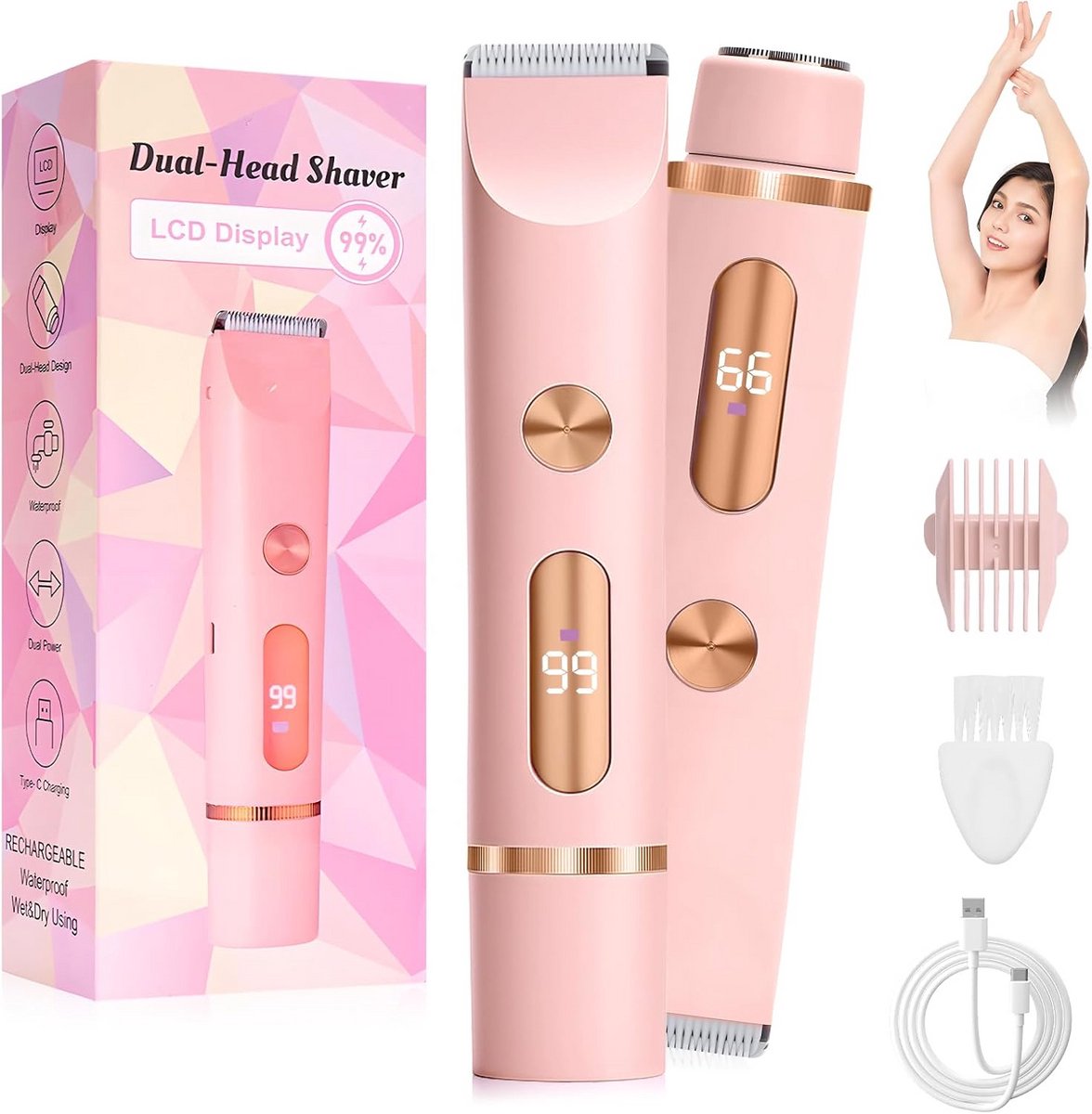 Elektrisch Intiem Scheerapparaat voor Vrouwen: 2-in-1 Bikini Trimmer en Scheerapparaat