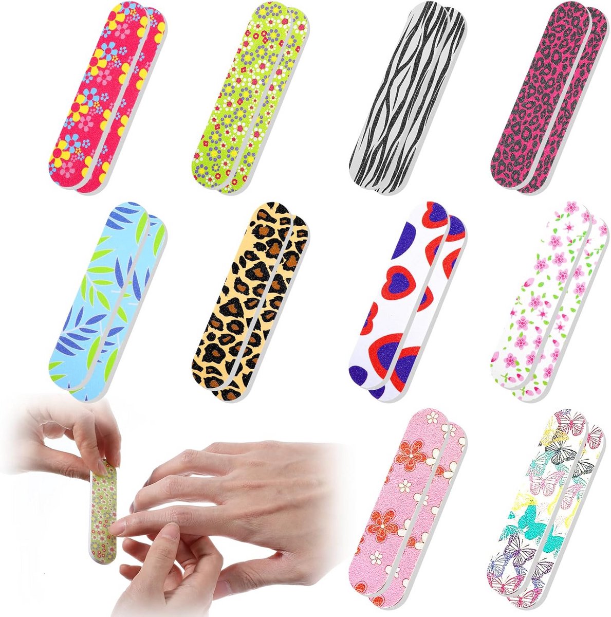 20x Dubbelzijdige Mini Nagelvijlen Professioneel voor Acryl en Natuurlijke Nagels