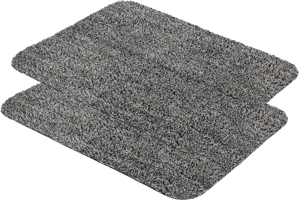 Set van 2 Antraciet Vuilvangmatten 40x60 cm - Wasbare Katoenen Deurmat - Antislip en Gesch