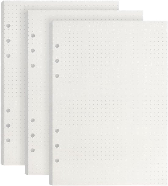 Foto: 3 packs a5 refill paper dotted 135 sheets ring binder refillable paper 6 holes note paper refill inserts voor a5 notebook dagboek schetsen schilderen